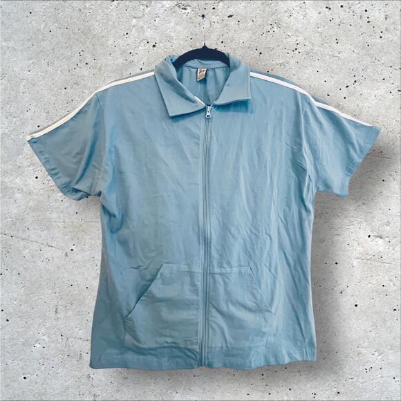 Jay Day Womens Activewear Set 2X Blue Zip Up Jacket Elastic Waist Cropped Pants - Picture 2 of 13